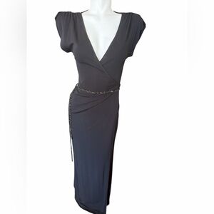 BCBGMaxAzria Black Wrap Midi Dress